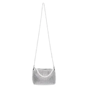 ICHI crossbdoy tas IABARBARA met strass zilverkleurig