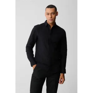 Shoeby regular casual overhemd met textuur zwart