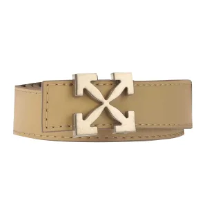 Off White Heren Arrow Logo Leren Omkeerbare Riem (Beige)