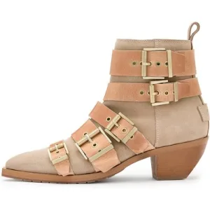 AllSaints Jane Buckle Boot Sand Brown