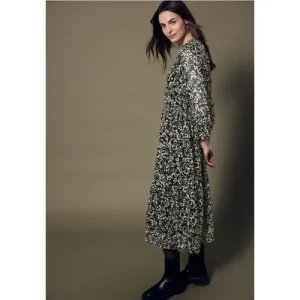 Street One Studio Dames Chiffon midi-jurk met print in Zwart