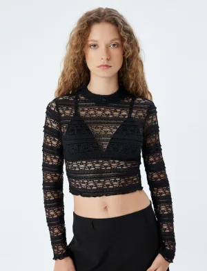 Koton BLOUSE LANGE MOUW Lange mouw Rechte kraag Blouse