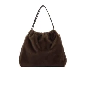 Mango schoudertas van imitatiebont bruin