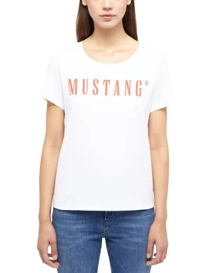 MUSTANG Shirt met ronde hals Alma met logoprint