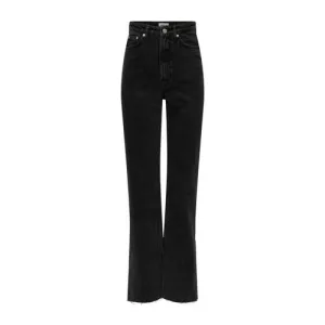 ONLY high waist straight leg jeans ONLRILEY black denim