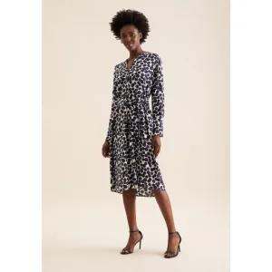 seidensticker Zomerjurk Zwarte roos Lange mouwen kraag stippen