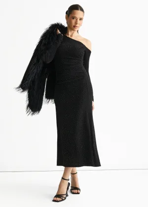 Zwarte midi-jurk met studs en hotfix-details