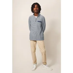 White Stuff Garcie Stripe Zip Neck Jumper Chambray Blue