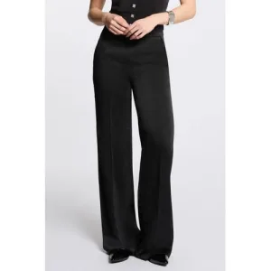 Morgan satijnen wide leg regular waist pantalon zwart
