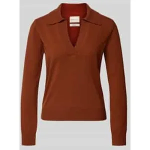 Gant Gebreide pullover van wol met platte kraag en V-hals