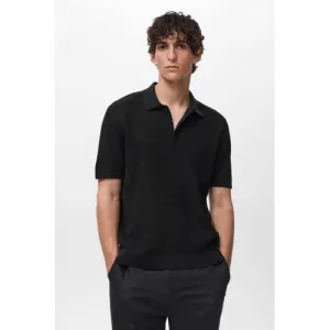 Mango Man rechtvallend polo gebreid zwart