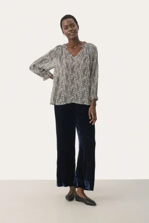 Blouse met lange mouwen Relaxed fit French Oak Paisley Print white black