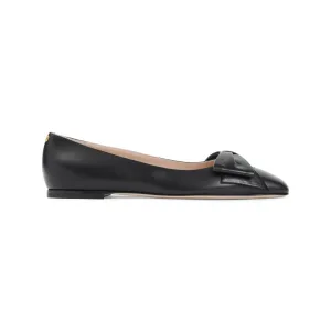 – Leather Ballerinas With Low Heel in zwart