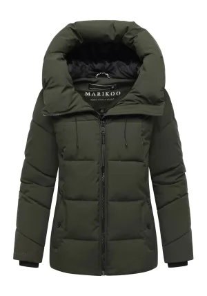 Marikoo dames gewatteerde winterjas Kuscheltatze XVI met capuchon
