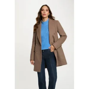 Morgan manteljas met wol taupe