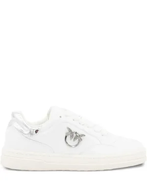 Pinko Low-Top Sneakers – White Leather Sneakers With Metallic Accents in wit