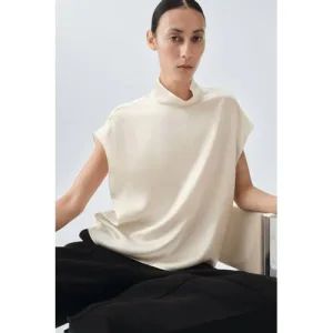 Mango zijden top ecru