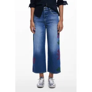 Desigual high waist cropped jeans medium blue denim