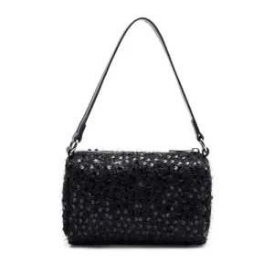 Manfield schoudertas met pailletten zwart