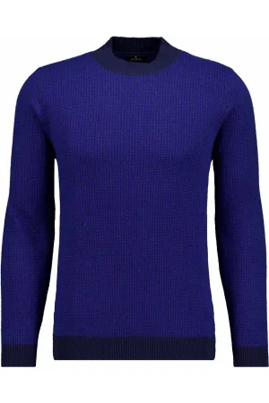 RAGMAN Gebreide trui Staande kraagmarine, Effen