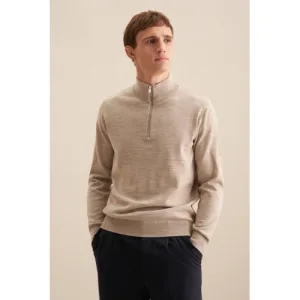 Seidensticker pullover fijn gebreid beige