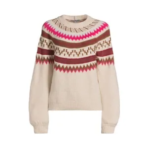 anytime gebreide trui met ingebreid patroon crème