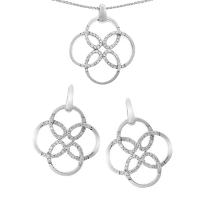 Orphelia Dames 925 Sterling Zilveren Set: Ketting-Hanger + Oorbellen – Zilver SET-6085