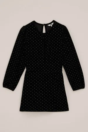 WE Fashion – Meisjes playsuit met studs – Regular fit – Zwart –