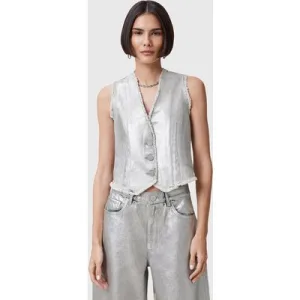 AllSaints Andrea Waistcoat Metallic Silver