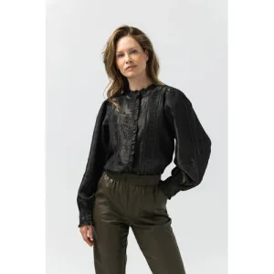 LabeL DOT imitatieleren flared regular waist flared broek groen