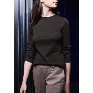 Street One Studio Dames Geribd shirt met ronde hals in Bruin