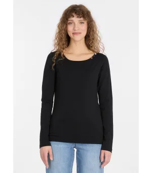 Ragwear Shirt met lange mouwen FLLORAH LONG GOTS met schattige decoratieve knopen op de halslijn