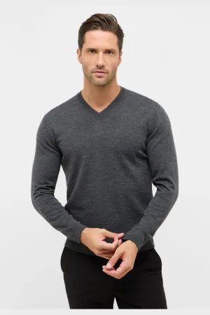 ETERNA Trui V-halsantraciet, Effen