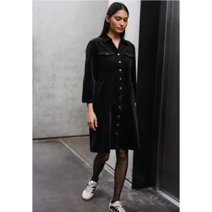 Street One Studio Dames Corduroy jurk met volant in Zwart