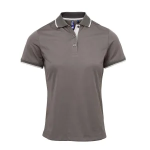 Premier Dames/Dames Coolchecker Contrast Piqué Poloshirt (Donkergrijs/zilver)