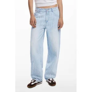 Desigual low waist baggy jeans light blue denim