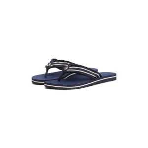 Tommy Hilfiger Teenslippers TH WEBBING BEACH SANDAL , dianette, zomerschoen, strandschoen met gerafelde bandage