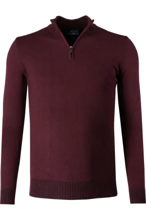 Marvelis Casual Trui ritssluiting donkerrood, Effen