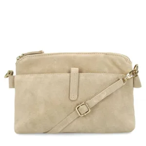 Manfield suede crossbody tas beige