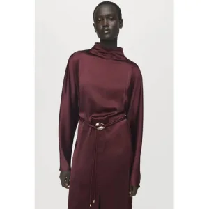 Mango satijnen maxi jurk donkerrood