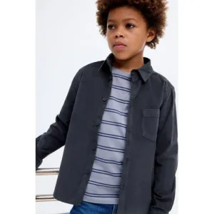 Mango Kids corduroy overhemd donkerblauw