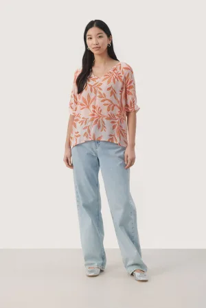 Blouse met korte mouwen Relaxed fit Potpourri Delicate Leaf rose