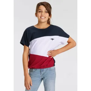 KangaROOS Shirt met vleermuismouwen korte mouwen, wijd gesneden, met vrolijke druk