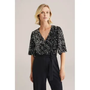 WE Fashion jumpsuit blauw met pailletten