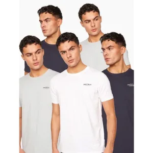 Men’s Crosshatch 5 Pack of Bailtee Print T-Shirts in Multi colour