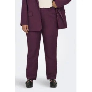 ONLY CARMAKOMA regular waist casual broek donkerrood