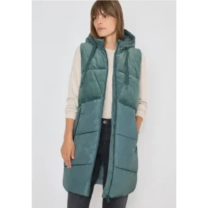 Cecil Dames Corduroy mix puffer vest in Groen