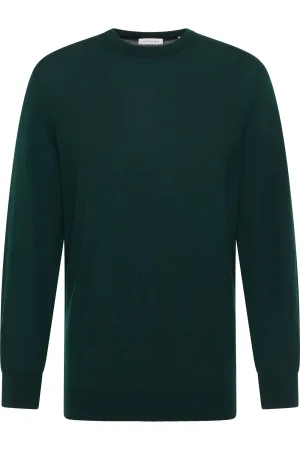 ETERNA Trui ronde halsdonkergroen, Effen