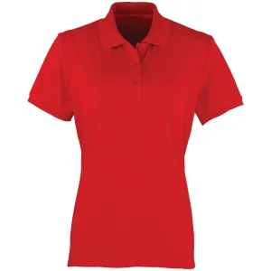 Premier Dames/dames Coolchecker korte mouw Pique Polo T-Shirt (Rood)