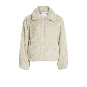 VILA faux fur jas beige